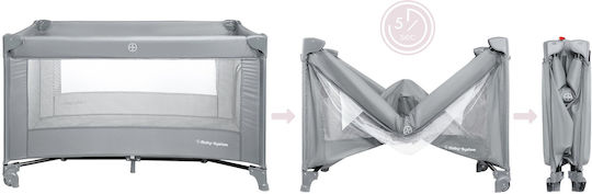 Moby System Happy Traveller Basic Παρκοκρέβατο με Στρώμα Γκρι 128x68cm