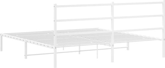 Pat King Size Metalic Alb Cu Plăci Pentru Saltea 183x213cm