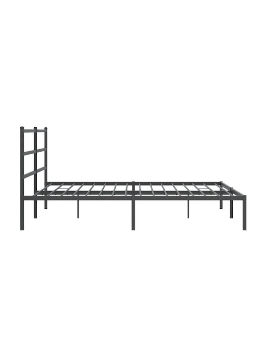 King Size Metal Bed Black with Slats for Mattress 193x203cm