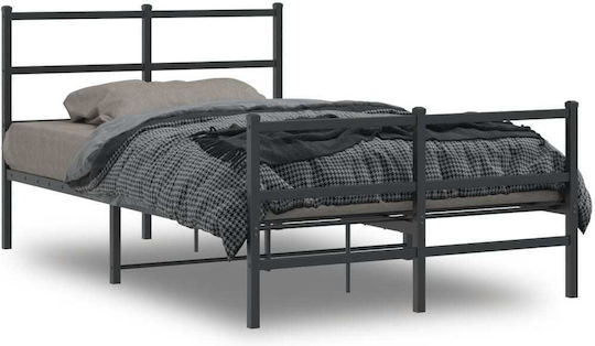 Hälfte Doppel Metallbett Schwarz mit Lattenrost für Matratze 120x200cm
