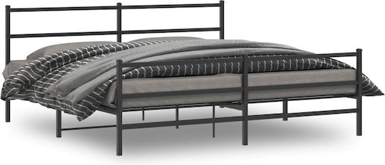 King Size Metallbett Schwarz mit Lattenrost für Matratze 183x213cm