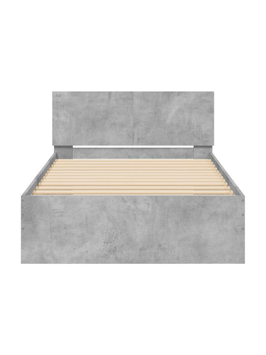 Pat Single Din Lemn Gri Cu Plăci Pentru Saltea 100x200cm