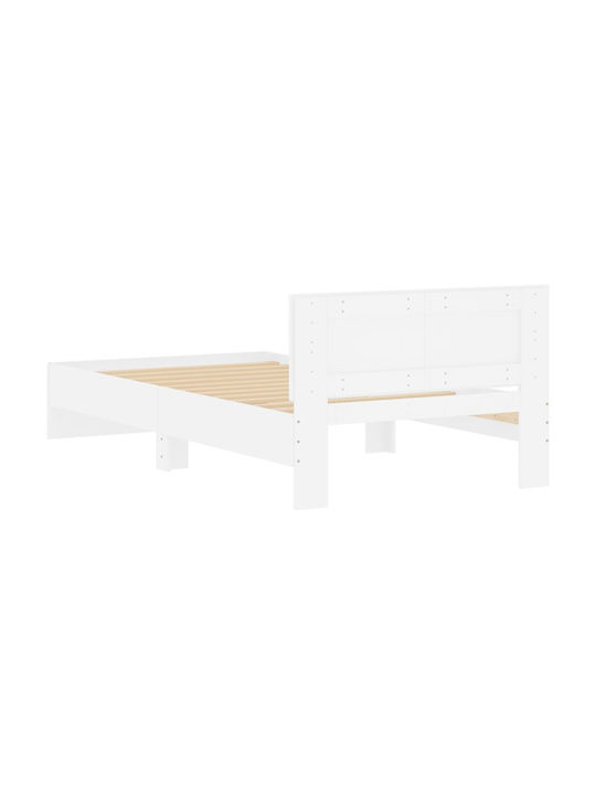 Single Wooden Bed White with Slats for Mattress 100x200cm