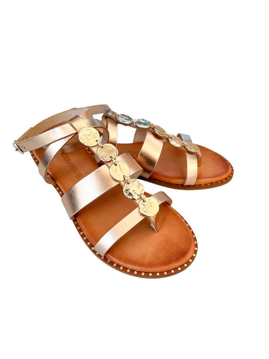 Gkavogiannis Sandals Leather Women's Flat Sandals in Pink Color