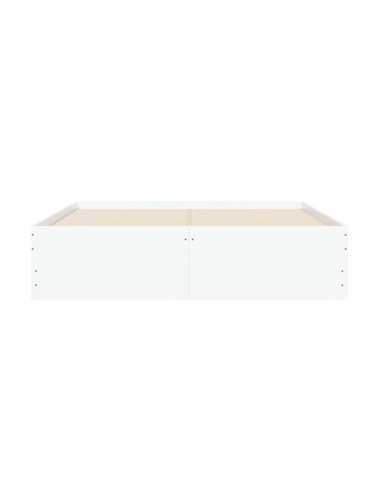 Halbgrößeres Bett Unterlage Holz Weiß mit Lattenrost für Matratze 120x200cm