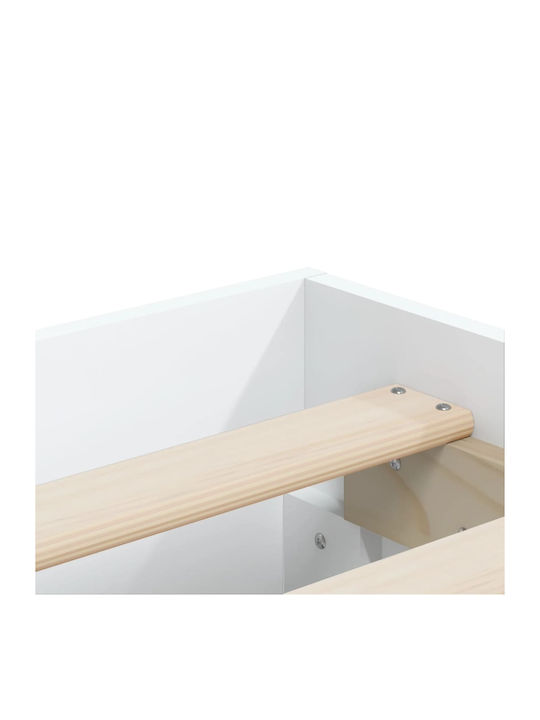 Halbgrößeres Bett Unterlage Holz Weiß mit Lattenrost für Matratze 120x200cm