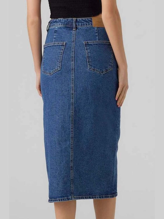 Vero Moda Denim High Waist Midi Skirt in Blue color