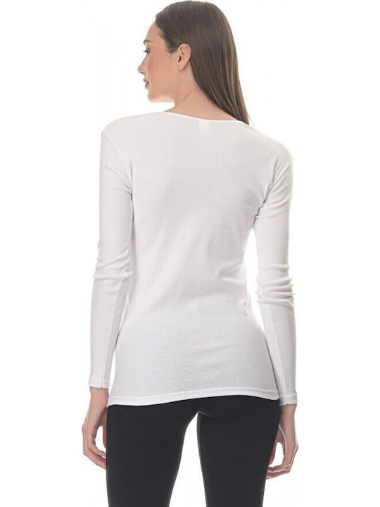 Mânecă lungă Alb Tricou pentru femei