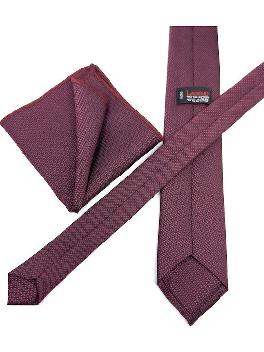 Legend Accessories Сет Мъжки Крават Отпечатани в Бордо Цвят