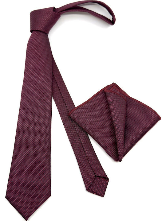 Legend Accessories Сет Мъжки Крават Отпечатани в Бордо Цвят