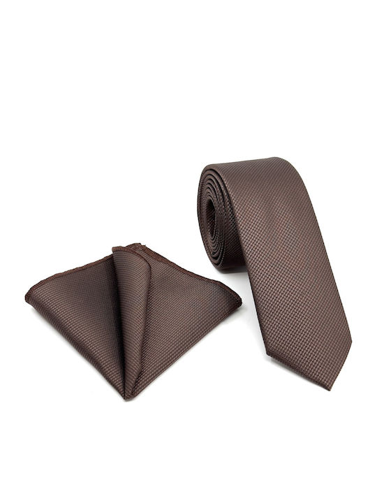 Legend Accessories Set de Cravată pentru Bărbați Monocromie în Culorea Maro