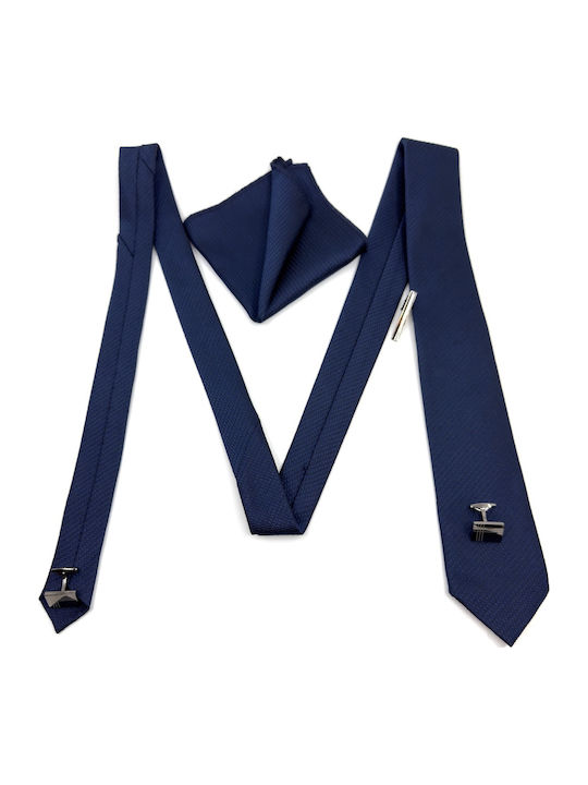 Legend Accessories Herren Krawatten Set Monochrom in Blau Farbe