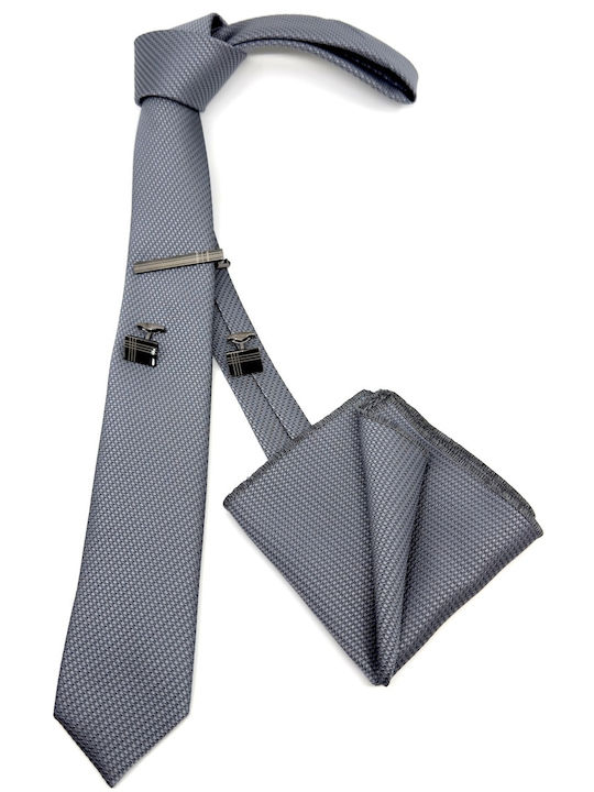 Legend Accessories Сет Мъжки Крават Монохромен в Сив Цвят