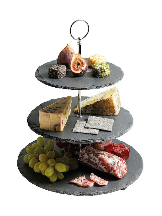 Kitchen Craft Πέτρινη Εταζέρα 3 Ορόφων Μαύρη Π28.5xΜ28.5xΥ34.5cm