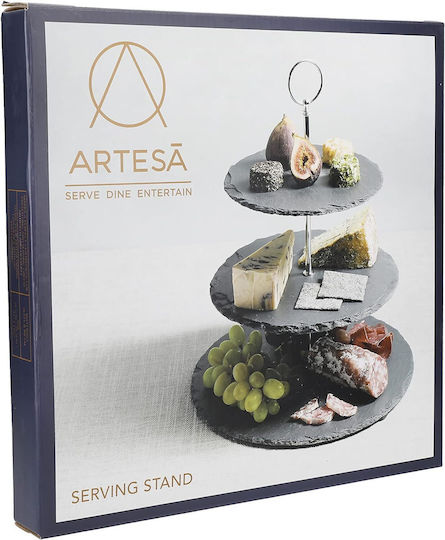 Kitchen Craft Stone Dessert Tower Stand with 3 Tiers Black 28.5x28.5x34.5cm