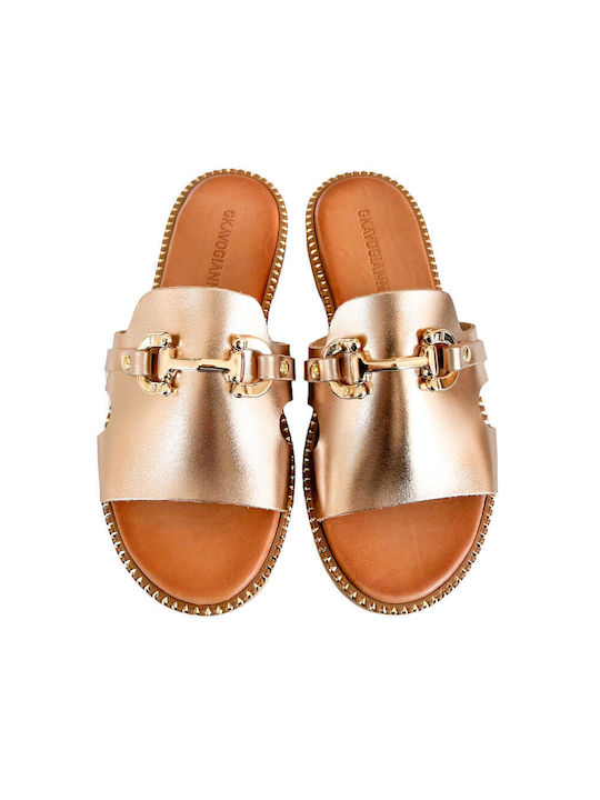 Gkavogiannis Sandals Leather Women's Flat Sandals Rose Gold