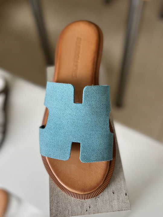 Sandale Casual Damă de Piele Albastru Deschis