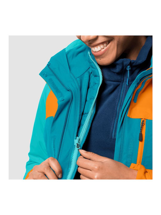 Jack Wolfskin Women's Hiking Short Sports Jacket Waterproof for Spring or Autumn Blue