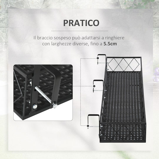 Outsunny Hanging Pot Stand Metal Black 100cmx31cmx12cmcm.