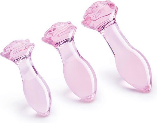 Dream Toys Glaze Glass Rosebud Анални тапи Подредба Розови 24см 3бр
