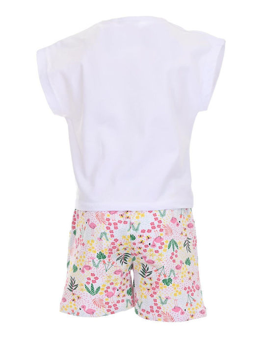 Evita Set Pentru Copii Cu Pantaloni Scurți Alb 3 Bucăți