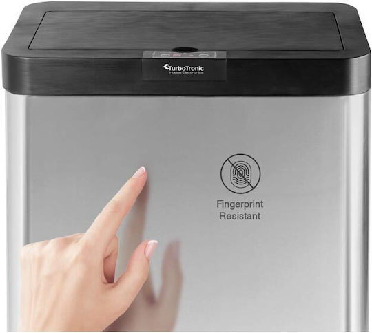 Turbotronic Waste Bin from Inox Steel with Sensor Black / Silver 60lt