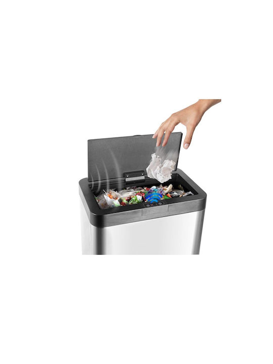 Turbotronic Waste Bin from Inox Steel with Sensor Black / Silver 60lt