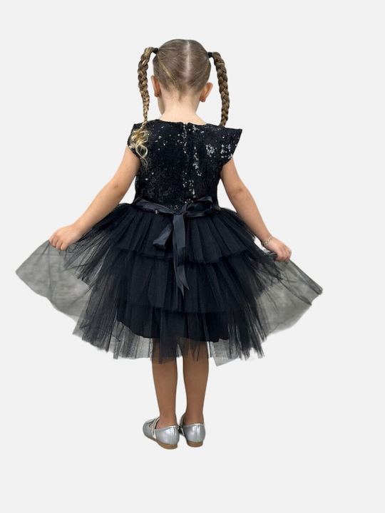 Kids Dress with Sequins black