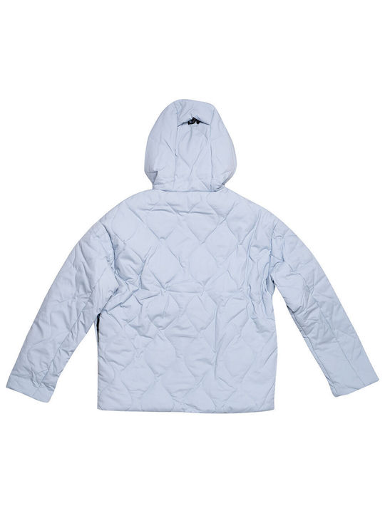 Outhorn Women's Short Puffer Jacket Waterproof for Winter with Hood Light Blue