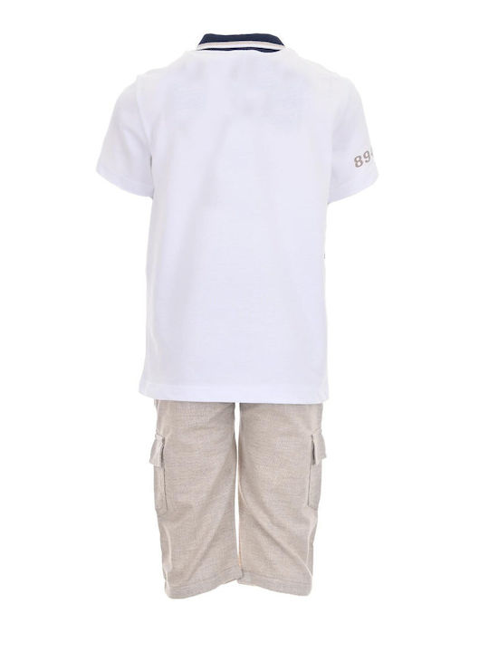 Hashtag Kids Set with Shorts Summer 2pcs White-Beige