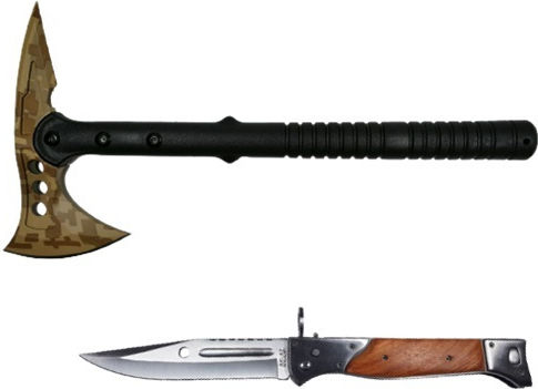 Τσεκούρι Survivor Desert Camo Και Μαχαίρι Ak-47, 34 Cm