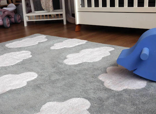 Baby Bliss Παιδικό Χαλί Σύννεφα Βαμβακερό Γκρι 100x140cm