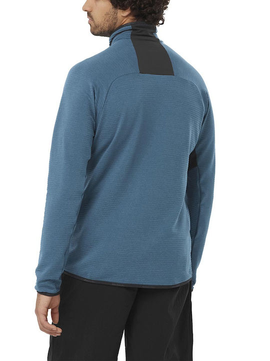 Salomon Men's Athletic Long Sleeve Blouse with Zipper Petrol Blue