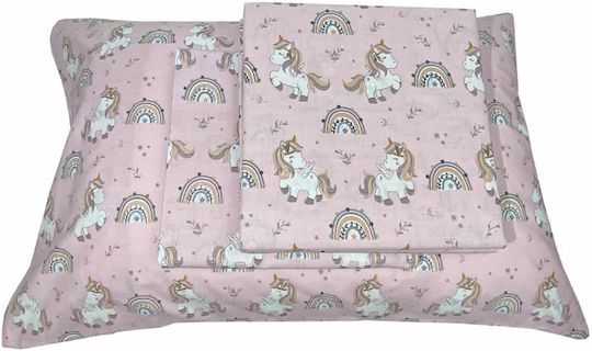 Astron Italy Kids Sheets Set Single Cotton Unicorn Donuts Pink 175x260cm