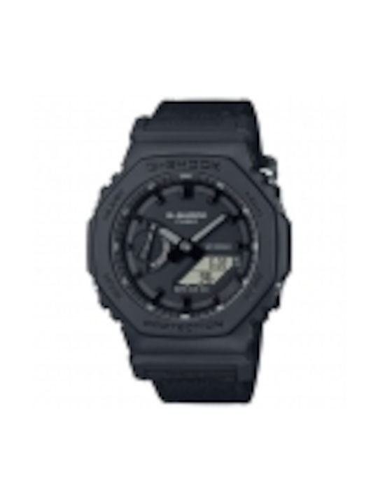 Casio Analog/Digital Watch Chronograph Battery with Black Fabric Strap