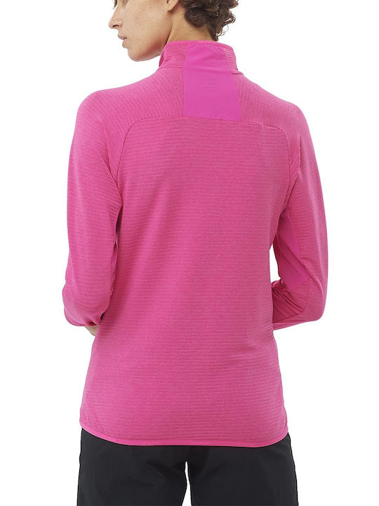 Salomon Women's Athletic Fleece Blouse Long Sleeve with Zipper Pink