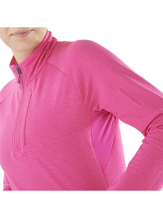 Essential Lightwarm Women's Fleece Blouse Long Sleeve with Zipper Pink