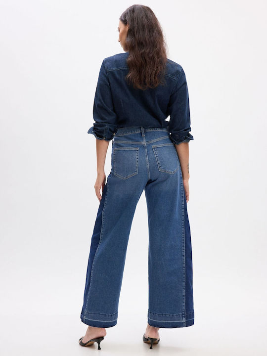 High Waist Women's Jean Trousers in Relaxed Fit Medium Indigo