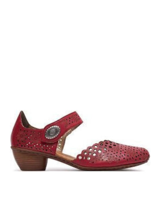 Leder Pumps mit Mittelhohem Absatz Rot
