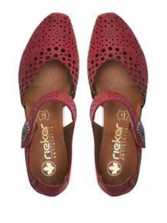 Leder Pumps mit Mittelhohem Absatz Rot