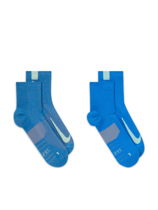 Nike Multiplier Ankle Socks Running Socks Blue 2 Pairs