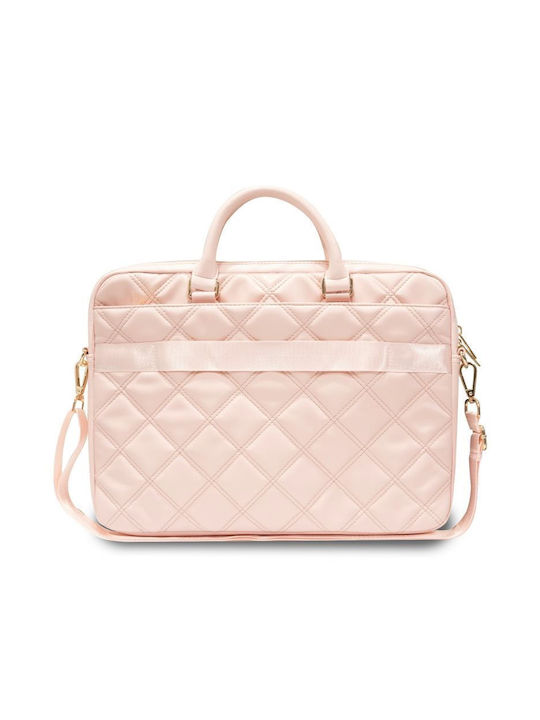 Guess Quilted 4G Shoulder / Handheld Bag for 15" Laptop Pink