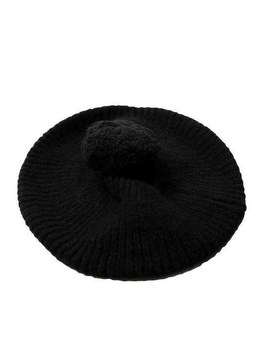 Pom Pom Beanie Γυναικείος Σκούφος Πλεκτός σε Μαύρο χρώμα