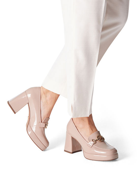 Tamaris Patent Leather Nude Heels