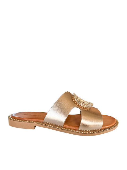 Sandale Casual Damă Din Piele Roz Auriu