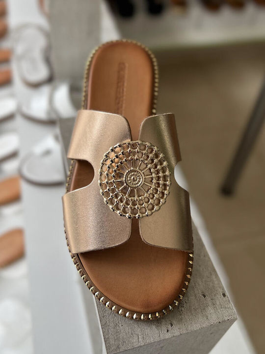 Sandale Casual Damă Din Piele Roz Auriu