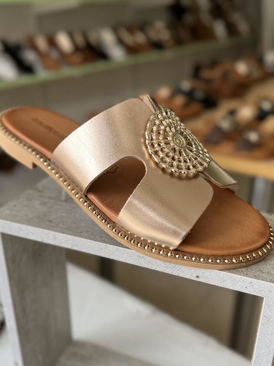Sandale Casual Damă Din Piele Roz Auriu