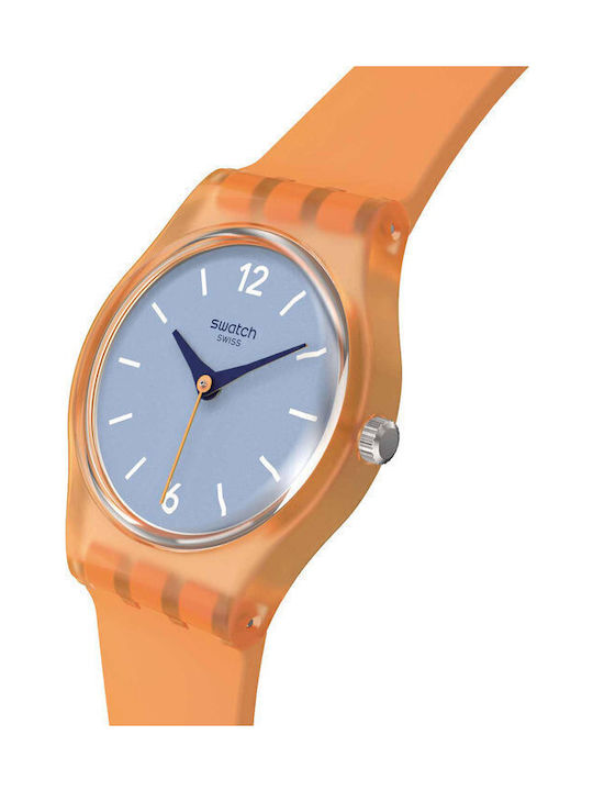 Swatch Swatch Γυναικείο Ρολόι Μπαταρίας με Πορτοκαλί Καουτσούκ Λουράκι