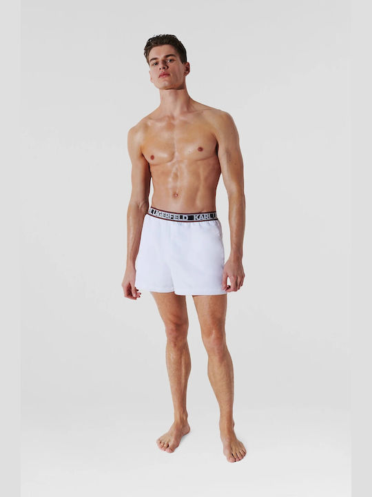 Karl Lagerfeld Logo Board Herren Badebekleidung Shorts white