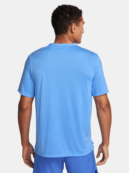 Nike Rise 365 Bărbați T-shirt Sportiv cu Mânecă Scurtă Dri-Fit University Blue/Reflective Silver